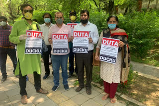 Delhi University Teachers Association (DUTA) protest against Delhi government