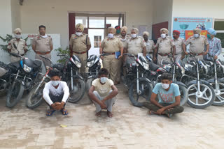 Faridkot police nabbed three thieves, including 17 stolen motorcycles