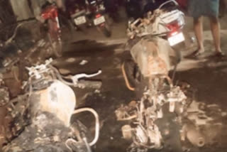 3 bikes fired in Krishna dst Vijayawada