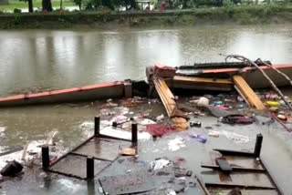 durga temple collapsed in pond