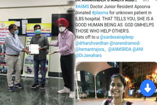 AIIMS doctor Apoorva donated plasma on fasting day in delhi