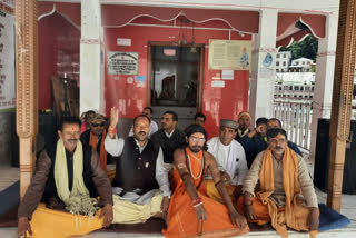 Priests of Gangotri while protesting against the opening of the holy shrine