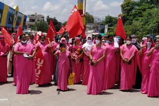 Asha workers protests all over state. asking for  several demands
