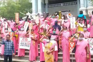 asha workers protest in gulbarga