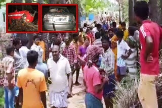 All the villagers together attacked the house of a man in prakasam district