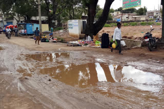 A completely deteriorated road in muddebihal