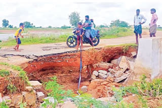 kalvarters and highway roads damaged in the state of andhrapradesh due to heavy rains