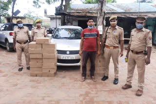 kasna police arrested illegal liquor smuggler with 30 cases of illicit liquor
