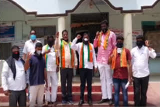 bjp leaders protest for dalit at kodad mro office suryapet district