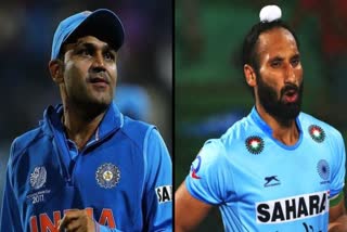 former Indian cricketer Virender Sehwag, former hockey midfielder Sardar Singh