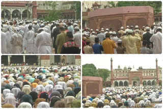 devotees offer namaz at jama masjid in delhi on eid aladha bakrid