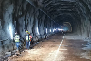 1080 meter inspection of long tunnel being built on the third railway line