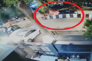 CCTV footage of a BMW car hitting an ice cream stall in Amar Colony