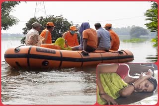 Pregnant woman suffering from labor pain for many hours due to lack of boat in darbhanga