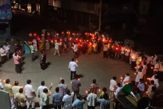 ycp followers candle rally in chirala at prakasam district