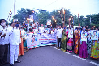 ycp leaders rally with watchfires in vishaka for approving three capital system