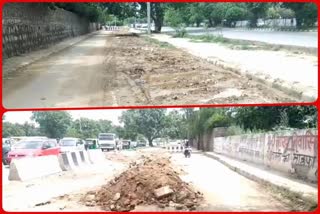 Dwarka service road of Sector 2  was broken for 4 months