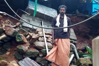 ശക്തമായ മഴയില്‍ വീട് തകര്‍ന്നു  ശക്തമായ മഴ  ഇടുക്കി  house destroyed heavy rain idukki  heavy rain  idukki