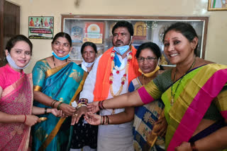 Women who tied Rakhi to MLA