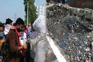 AAP workers burn effigy of North MCD on cleaning system in Burari