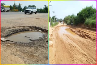 The condition of the service road built along the Delhi-Chandigarh NH deteriorated