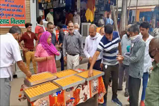 people distributed laddu in palwal on ayodhya ram temple foundation stone
