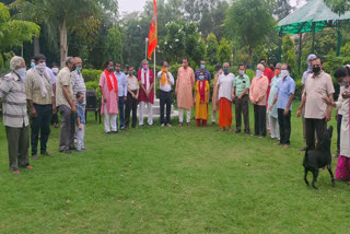 Ram flag flown in Dilshad Garden C block before Ram Mandir Bhumi Pujan