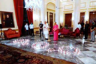 West Bengal Governor lights diyas in Raj Bhavan