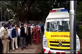 Minister Sudhakar inaugurates an ambulance at HAL