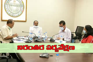 minister eetala and cs video conference on corona treatment