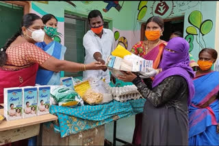 groceries distributed to pregnant women on mothers milk weekends in reddipalli village medak district