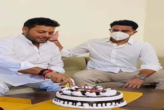 Congress MLA Prashant Bairwa celebrating his birthday with former Rajasthan Dy CM Sachin Pilot