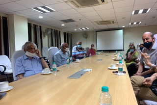 Barakhamba Road ACP Rajendra Dubey meets with senior citizens