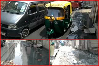 Dirty water filled in the streets of Burari in delhi