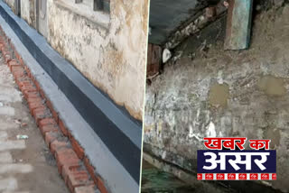Construction of broken lane start after showing news on ETV Bharat in muradnagar
