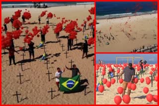 Protest at Copacabana Beach highlights virus crisis in Brazil