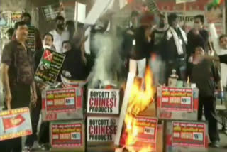 kanpur traders protest against china  kanpur traders protest against china