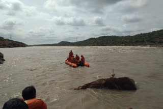 The NDRF team rescued a shepherd and a dog caught in karnataka hill