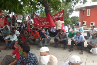 Demonstration of labor organizations in Jaipur