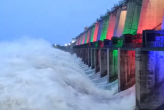 Narayanpur Reservoir is adorned with colored lights