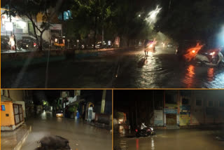 heavy rains in ananthapur district and roas are filled with drainage water