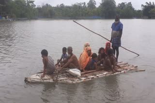 flood situation at khandikar in rangia