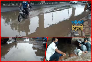 Water filled in shops due to rain in Son Park area of Mundka