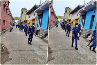 paramilitary force done foot march in Chhawla  regarding 15 august