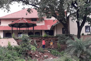 guest house wall collapsed due to rain