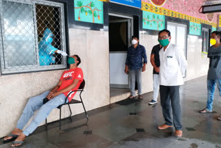 medical camp for corona tests in kagajnagar railway station in kumurambheem asifabad district