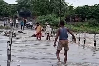 people crossing river