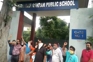 Parents of school children protest outside school in Amritsar