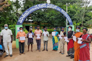 ramachandrapeta farmers protest at bhogapuram tahsildar office in vijayanagaram district