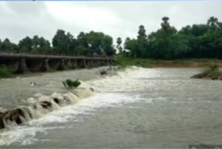 heavy water flow in kudavelli stream in kamareddy district